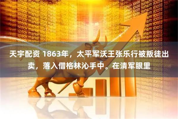 天宇配资 1863年，太平军沃王张乐行被叛徒出卖，落入僧格林沁手中。在清军眼里